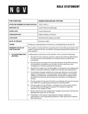 Fillable Online Human Resources Officer - 7073. Role Statement Template ...
