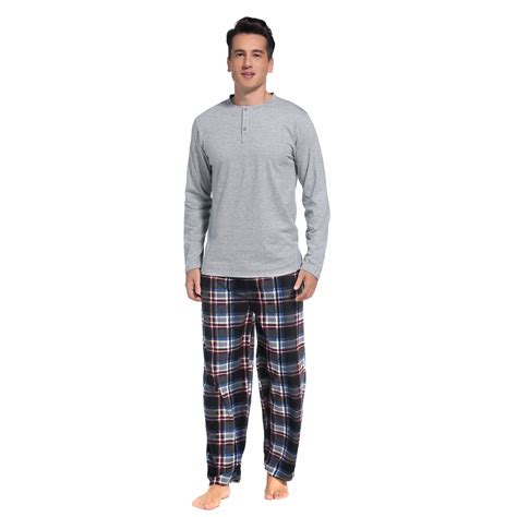 DG Hill Men Pajama Set, 2 Piece Sleepwear Set for Men, Henley Top and ...