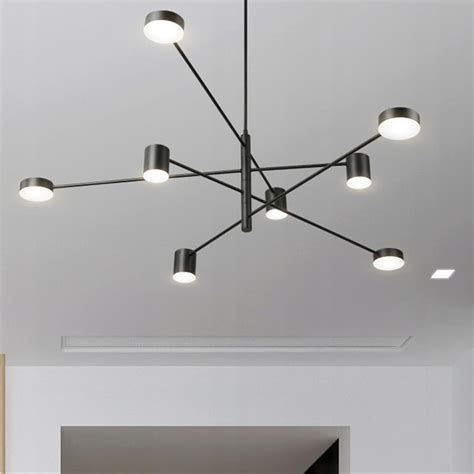Lampa Sufitowa Nowoczesna Czarna 8-Ramienna Led | home&you