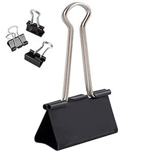 D.RECT Black Pack of 12 Metal Paper Clips, 51mm, Standard, Black ...