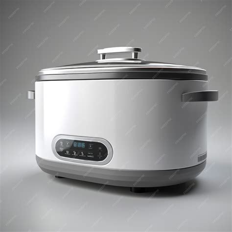 Premium AI Image | Modern White Slow Cooker with Brushed Aluminum Accents