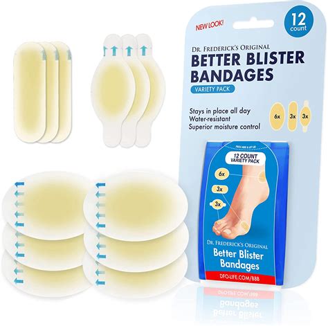 Amazon.com: Dr. Frederick's Original Better Blister Bandages - 12 ct Variety - Water Resistant ...