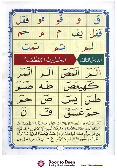 Noorani Qaida Arabic - Printable Pages, Share and Learn | Door to Deen