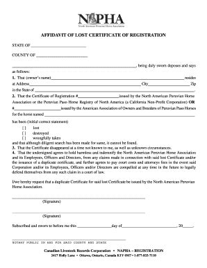 Fillable Online AFFIDAVIT OF LOST CERTIFICATE OF REGISTRATION Fax Email ...