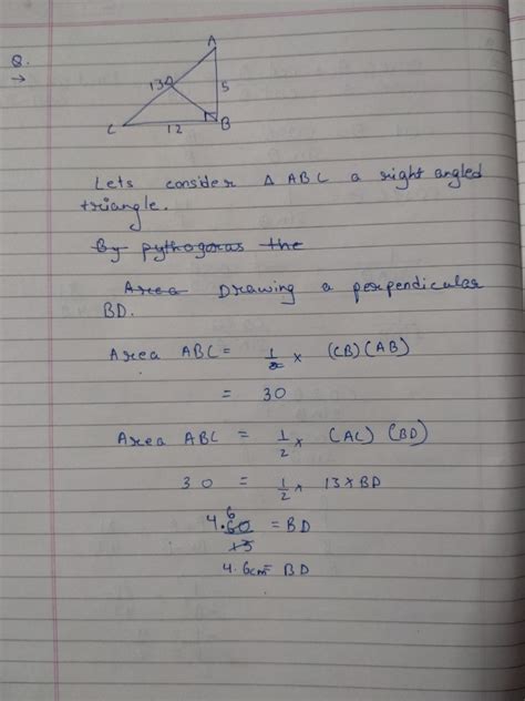 A triangle has sides 5 cm , 12 cm and 13 cm. find the length to one ...