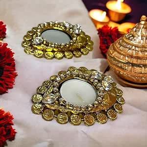 Buy Varsha Arts & Home DÉCOR Pack of 2 Metal Tea Light Candle Holder ...