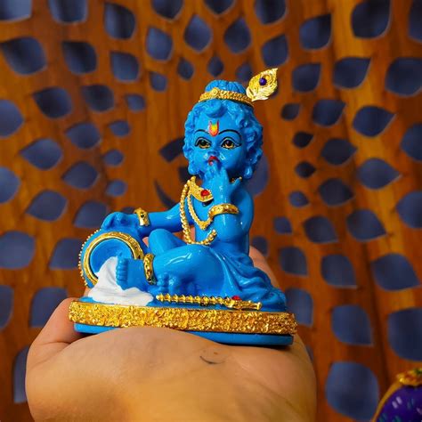 24K Gold Plated Makhan Chor Bal Gopal - for Car Dashboard and Mandir ...
