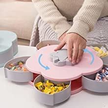VDHJA 5 Compartments Flower Candy Box Serving Rotating Tray Dry Fruit ...