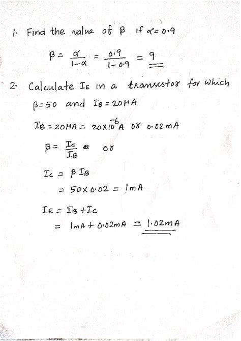 Transistor numerical - Basics of Electronics Engineering notes - Basics ...