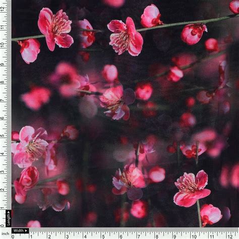 Digital Printed Viscose Georgette Fabric - Floral Black unstitched ...