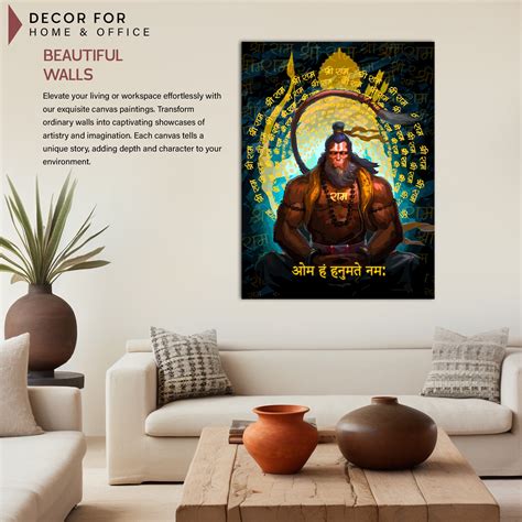 Majestic Indian God Hanuman Canvas Print | Spiritual Wall Art Canvas P ...