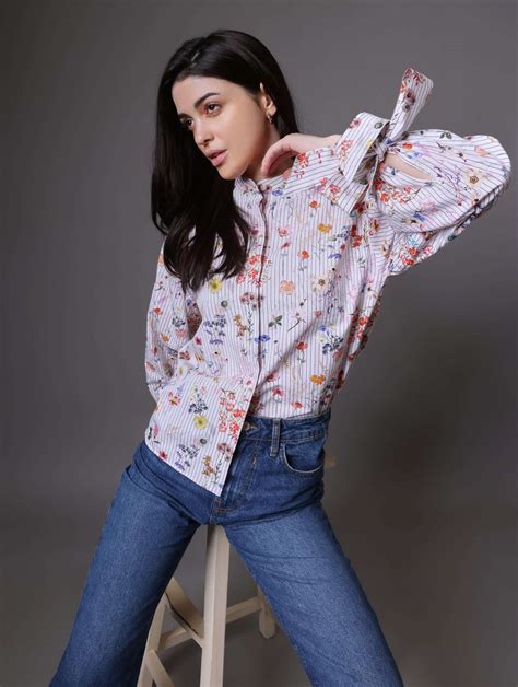 Printed Balloon Sleeve Shirt with Mandarin Collar – Camessi Collections