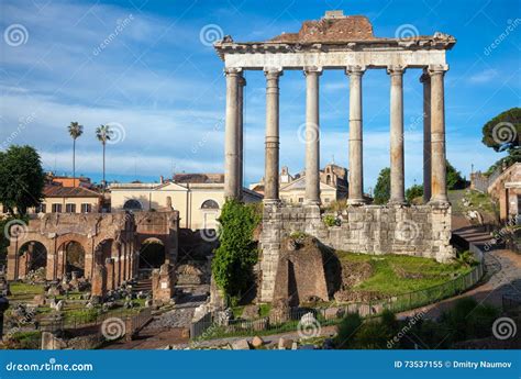 Temple of Saturn in Roman Forum Rome Italy Stock Image - Image of ...