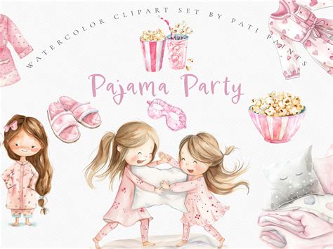 Pink Pajama Party Clipart Pack Graphic by patipaintsco · Creative Fabrica
