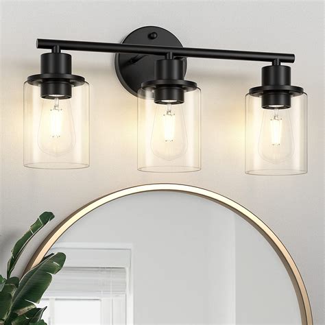 Latitude Run® 3-Light Bathroom Wall Light Fixtures, Black Vanity Light ...