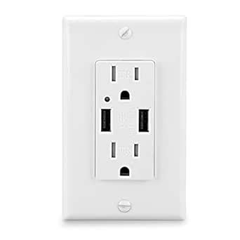 LEOD 4.2A 5V Smart High Speed 2 USB Port Charger Wall Outlet with 2 ...