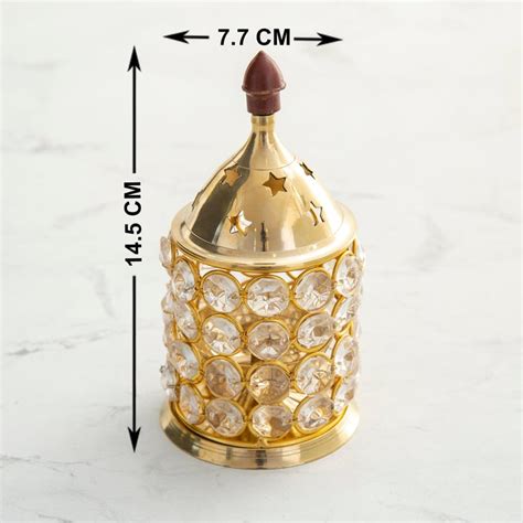 Buy Corsica Gold Textured Metal and Glass Diya with Holder - 14.5 x 7.7 ...