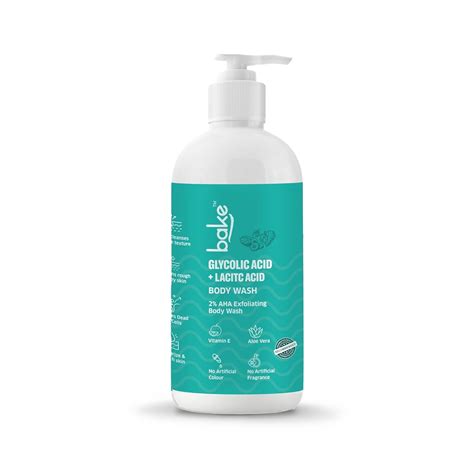 Bake 2% Lactic & Glycolic Acid Exfoliating Body Wash for Tan Removal ...