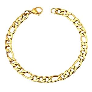 Buy SALVE Men Gold Figaro Chain Bracelet – 9.5mm Wide, Waterproof ...