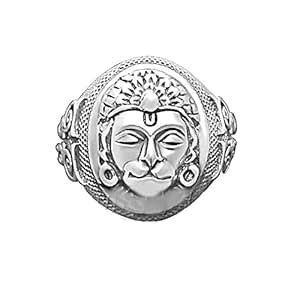 Buy OM POOJA SHOP Hanuman Ring in 925 Pure Silver - For Men (Ring Size ...