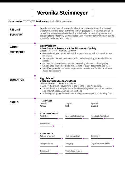 Teenage Resume Sample | Kickresume