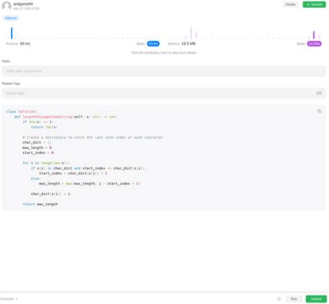 LeetCode Longest Substring Solution 的图像结果