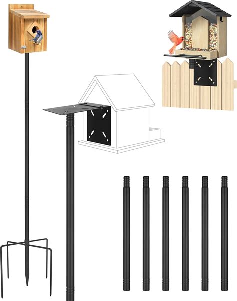 Bird Feeder Pole, Adjustable Bird House Pole,108 inch Birdhouse Pole ...