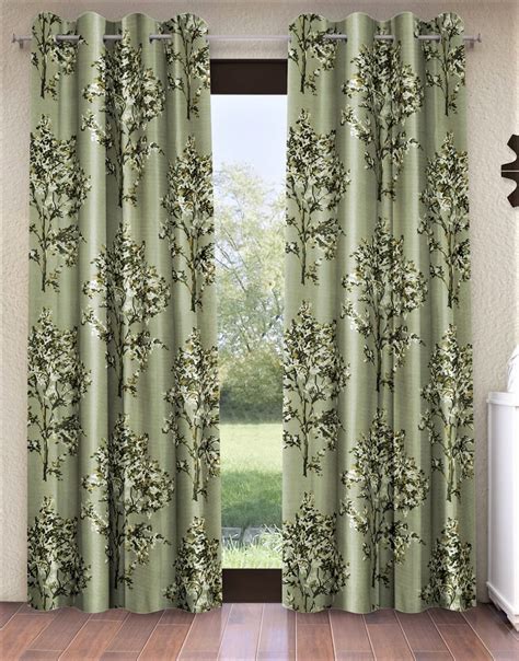 Fashion String 2 Pieces Floral Blossoms Eyelet Polyester Door Curtains ...