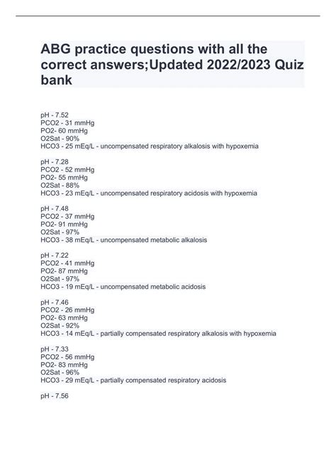 ABG practice questions with all the correct answers;Updated 2022/2023 ...