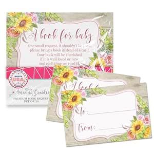 Sunflower, Dahlia, & Peony Watercolor Floral “Bring A Book” Cards for ...