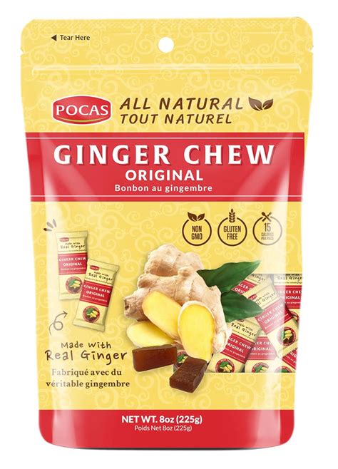 Amazon.com : Pocas Ginger Chews Original - Real Ginger Candy Chews, Non ...