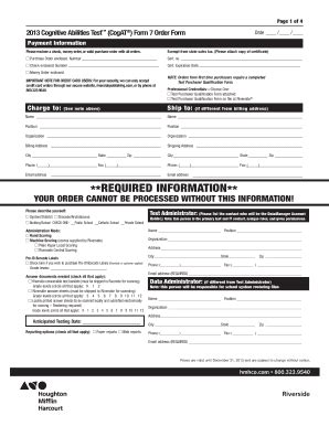 Fillable Online Page 1 of 4 2013 Cognitive Abilities Test (CogAT ) Form ...