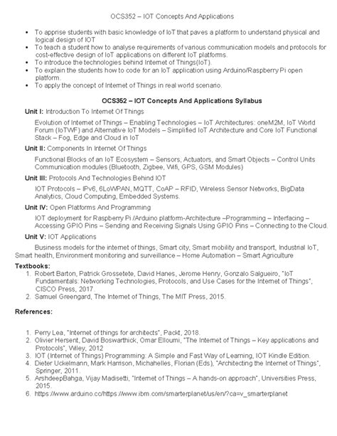 IOT-SYLL - SYLLABUS - OCS352 – IOT Concepts And Applications To apprise ...