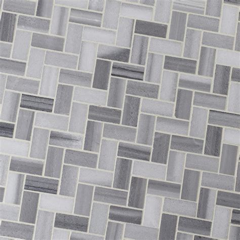 Buy MSI Bergamo Herringbone Polished Marble Tile for Kitchen Backsplash ...