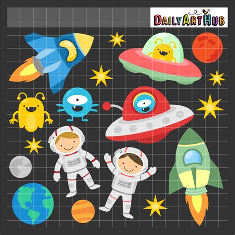 Fun Outer Space Clip Art Set – Daily Art Hub // Graphics, Alphabets & SVG