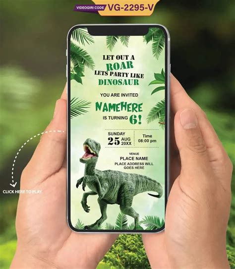 Dinosaur Theme Birthday Invitation Video | Roaring Jurassic Party E-In ...