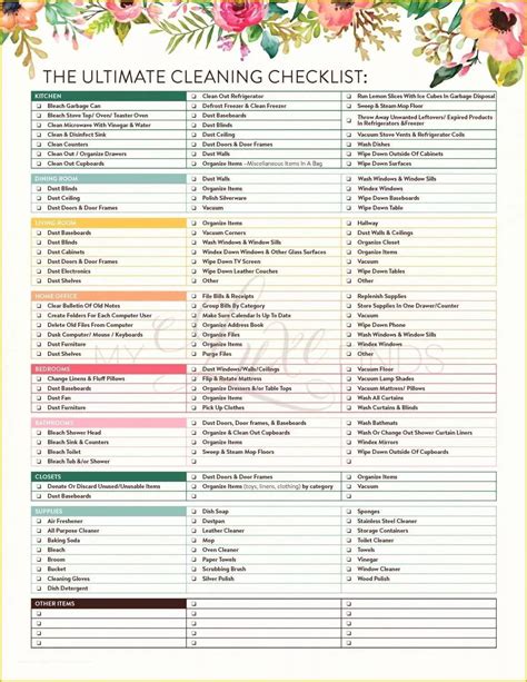 Printable Cleaning Checklist - Printable Word Searches