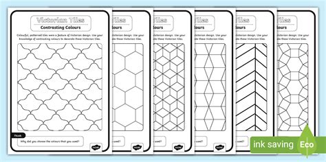 Victorian Tiles Contrasting Colours - Art and Design - KS1