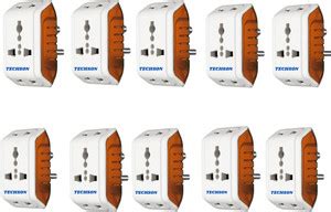 Techson 6A 3 Pin Multi Plug Socket Travel Adapter with Universal Socket ...