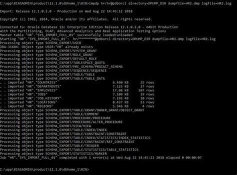 Info Imply@Ravi: Exporting and importing dmp file in oracle database 12c