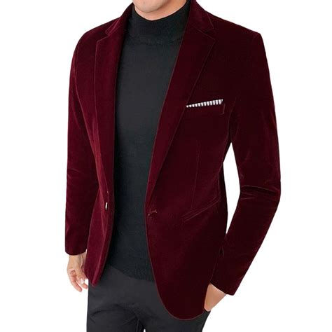 Hinvhai Men Blazer Jacket Casual Velvet Suit formal Men Tuxedo Blazer for Men Fashion Dinner ...