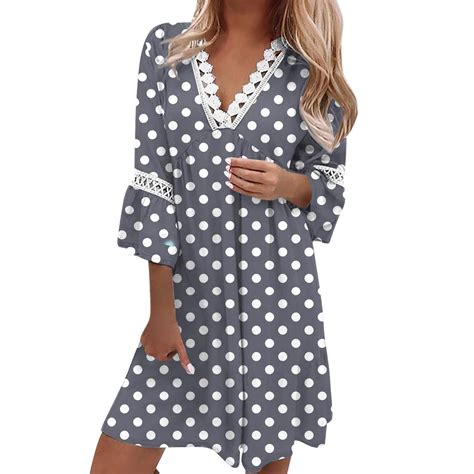 HIMIWAY Summer Dresses for Women 2023 Women's V-neck Printed Lace ...