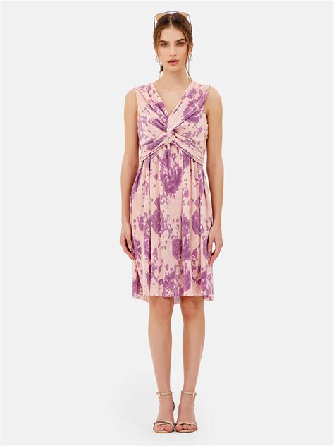 Abstract Design Floral Mini Dress With Knot Detail - Kazo Mini Dresses ...