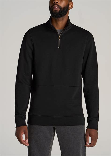 LJ&S Mens Tall French Terry Quarter Zip Pullover Vintage Black ...