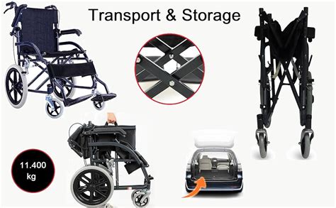 DIALDRCARE Foldable Transport Wheelchair with Flip Back Arms, Swing ...