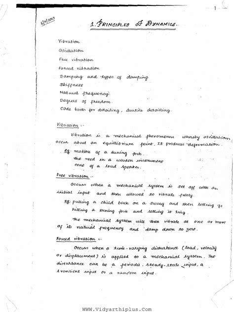 Image result for Structural Dynamics Handwritten Notes