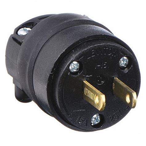 15 AA Commercial Grade Straight Blade Plug, Black; NEMA Configuration ...