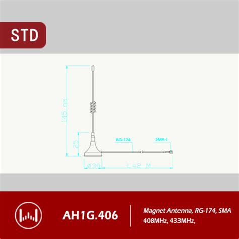 AntennaHome AH1G.406 H145 Magnetic SMA-J Antenna High-Gain 408MHz LoRa ...