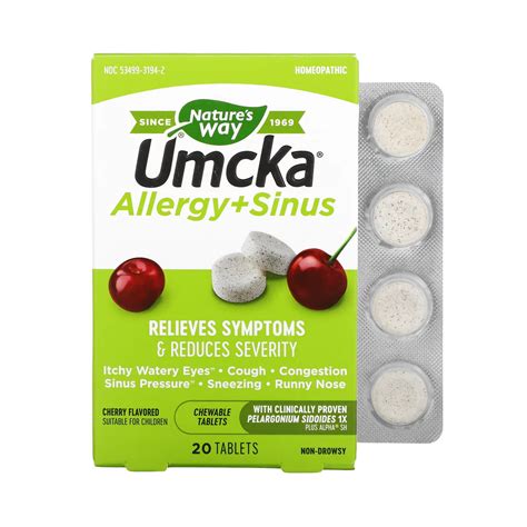 Nature's Way, Umcka Allergy+Sinus Chewables (20 Tablets) | Maple Herbs