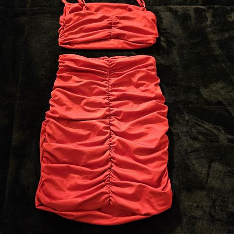 Sexy red 2 piece set Crop top and skirt Bought on... - Depop